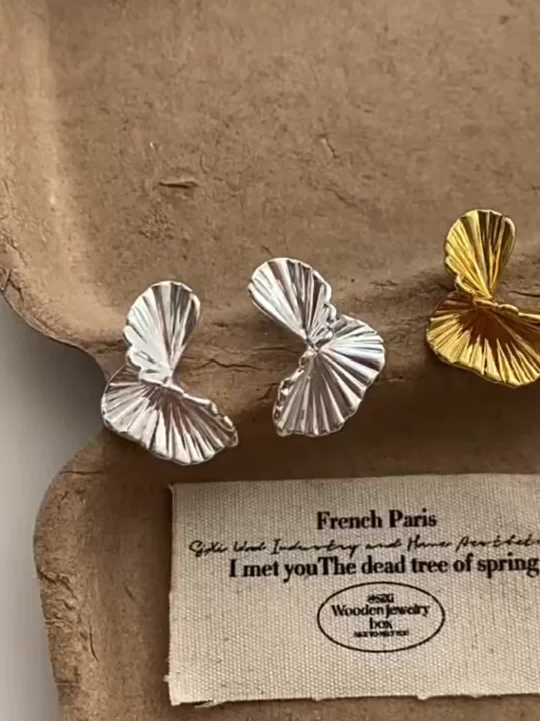 Women's Irregular Fan-Shaped Stud Earrings, Elegant Design